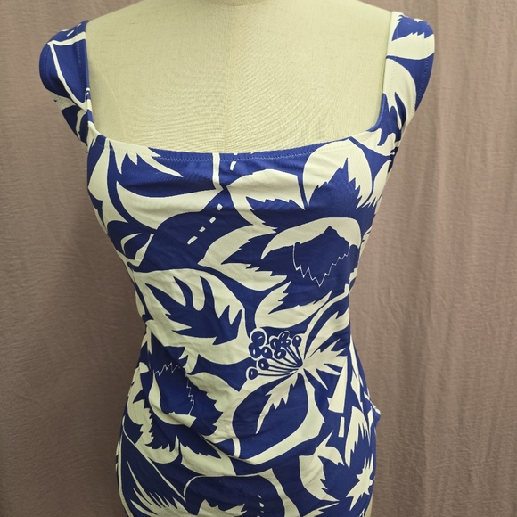 NWOT Madewell Second Wave Square Tank One Piece Swimsuit- Tropical Floral, XL - Picture 2 of 11